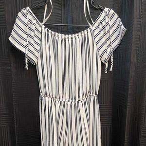white romper with Blue stripes